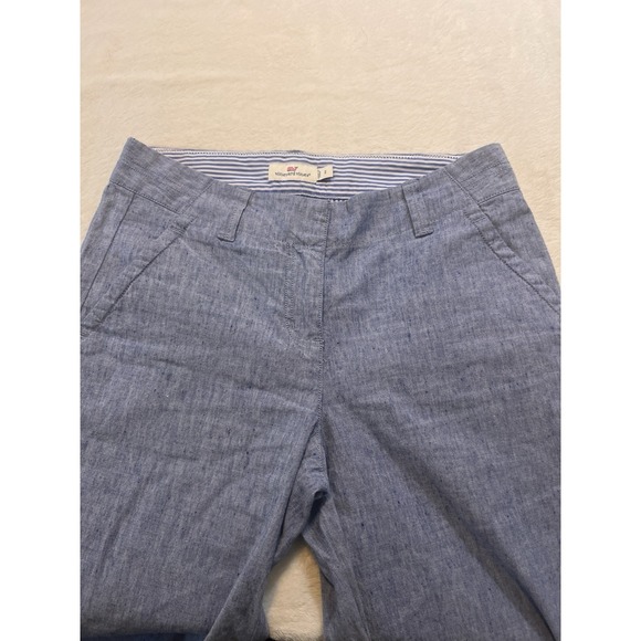 Vineyard Vines Linen Wide Leg Cropped Pants size 2 Light Blue Lightweight Spring - Picture 4 of 8